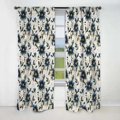 Design Art Vintage Reverie Marble Pattern - Abstract Marble Curtain - Blackout Marble Curtain - 1 Panels In Blue;gold