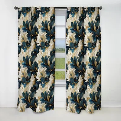 Design Art Vintage Reverie Marble Pattern I - Abstract Marble Marble Blackout Curtain - 1 Panels In Gold;teal