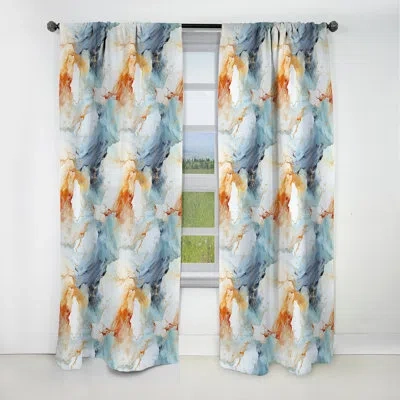 Design Art Vintage Reverie Marble Pattern Ii - Abstract Marble Marble Blackout Curtain - 1 Panels In White;yellow