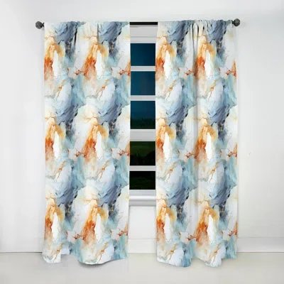 Design Art Vintage Reverie Marble Pattern Ii - Glam Velvet Curtain - Room Darkening - 1 Panel In White;yellow