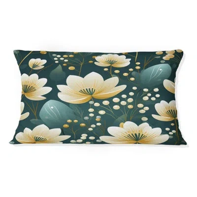 Design Art Vintage Romance Green Marvel Blooms I - Floral Printed Pillow In Green;beige