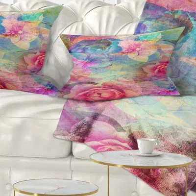 Design Art Vintage Romantic Floral Art - Floral Printed Throw Pillow
