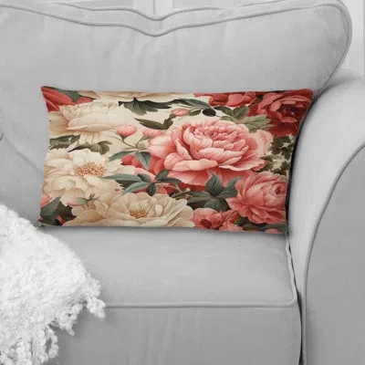 Design Art Vintage Rose Floral Pattern Ii - Floral Printed Pillow