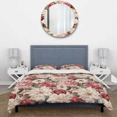 Design Art Vintage Roses Grace Victorian Pattern Ii Bedding In Beige;pink