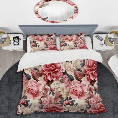 Design Art Vintage Roses Grace Victorian Pattern Iii Bedding In Pink