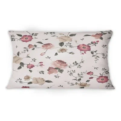 Design Art Vintage Roses On Old Pink -1 Patterned Printed Throw Pillow
