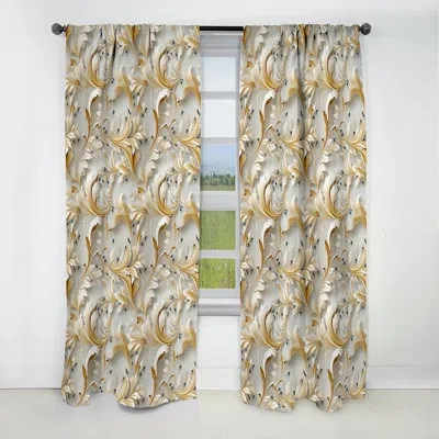 Design Art Vintage Scrollwork Elegance Antique Gold - Abstract Marble Marble Blackout Curtain - 1 Panels In White;gold