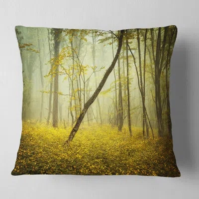 Design Art Vintage Style Colorful Forest - Landscape Printed Pillow In Blue