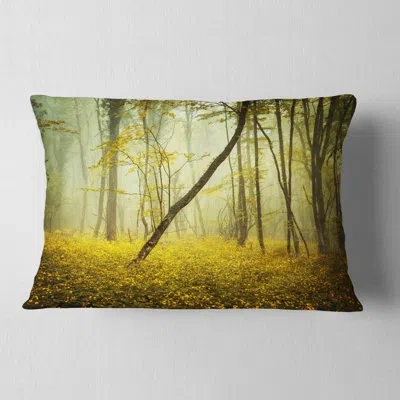 Design Art Vintage Style Colorful Forest - Landscape Printed Throw Pillow In Blue