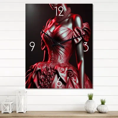 Design Art Vintage Stylish Evening Dress - Fashion Woman Vintage Wall Clock In Black;red