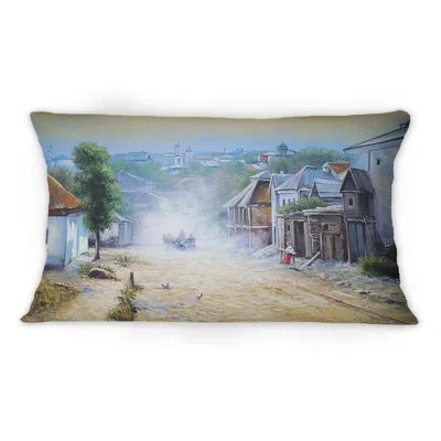 Design Art Vintage View Of Old Europe City Iii -1 Vintage Printed Throw Pillow