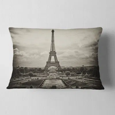 Design Art Vintage View Of Paris France - Cityscape Printed Throw Pillow In Black;white