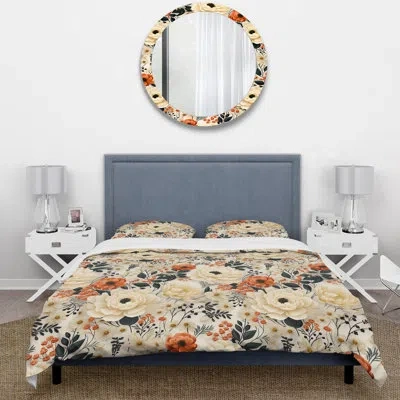 Design Art Vintage White Boho Floral Garden Delights Iii Duvet Cover Set