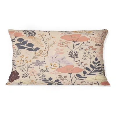 Design Art Vintage Wildflowers In Retro Pastel Ii - Abstract Botanicals Printed Throw Pillow In Pink