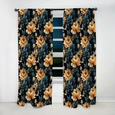 Design Art Vintage Yellow Damask Nostalgia - Damask Curtain - Velvet Room Darkening - 1 Panel