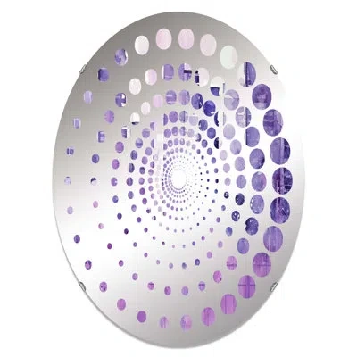 Design Art Violet Cityscape High Rise Skycraper - Spiral Dot Decorative Mirror|oval In Purple