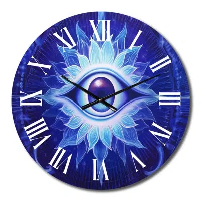 Design Art Vishuddhi Vision Eye Of Third Chakra I Metal Wall Clock In Blue;white