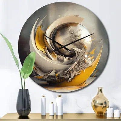 Design Art Visionary Dance Of God 3d Wave Sphere Wall Clock In Gold
