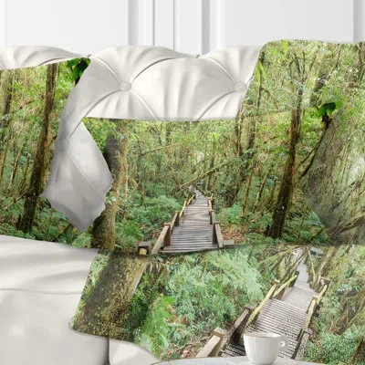 Design Art Walkway In Deep Forest Landscape Photo Lumbar Pillow
