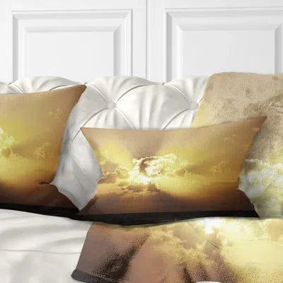 Design Art Wall Majestic Sea Sunset Through Clouds Lumbar Pillow