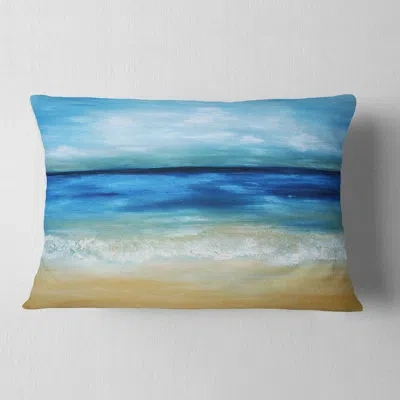 Design Art Warm Tropical Sea And Beach - Sea & Shore Printed Throw Pillow