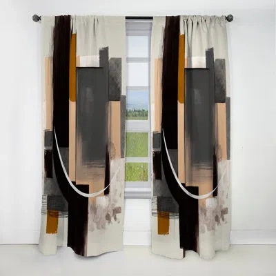 Design Art Warm Watercolor Abstract Ii - Abstract Curtain - Blackout Abstract Curtain - 1 Panels In Black;gold