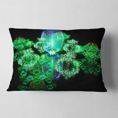 Design Art Water Drops On Mirror - Abstract Printed Pillow In Green