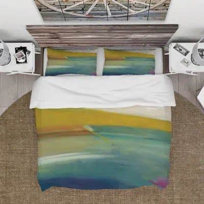 Design Art Water Impression Of Indigo And Green - Modern & Contemporary Duvet Cover Set - Microfiber Polyester