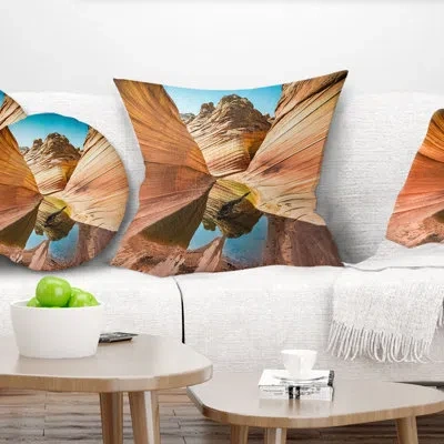 Design Art Water Inside Arizona Wave - Landscape Printed Pillow In Blue;brown