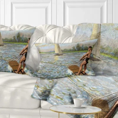 Design Art Water Skiing - Landscape Printed Throw Pillow