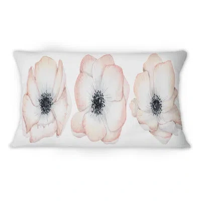 Design Art Watercolor Anemone Rose Flowers - Traditional Printed Throw Pillow 1