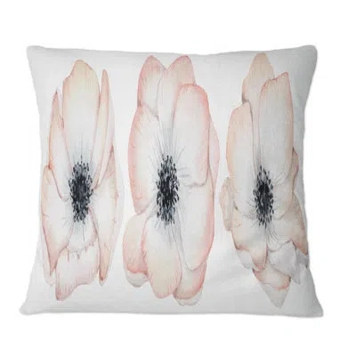 Design Art Watercolor Anemone Rose Flowers - Traditional Printed Throw Pillow In Pink
