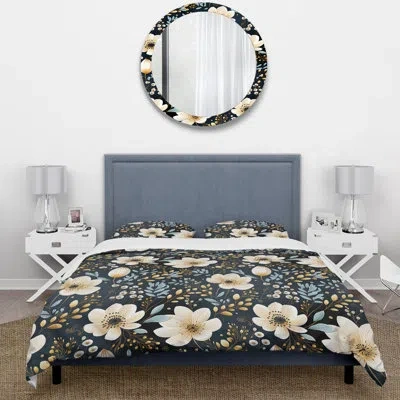 Design Art Watercolor Black And White Floral Pattern Bedding In Black;white