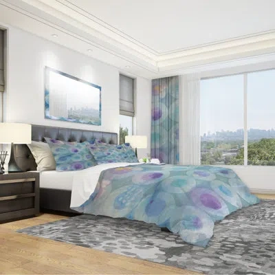 Design Art Watercolor Geometric Ii Duvet Cover Set In Blue