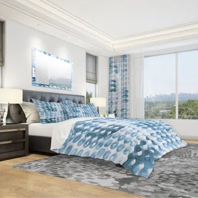 Design Art Watercolor Geometrical Ii Duvet Cover Set In Blue