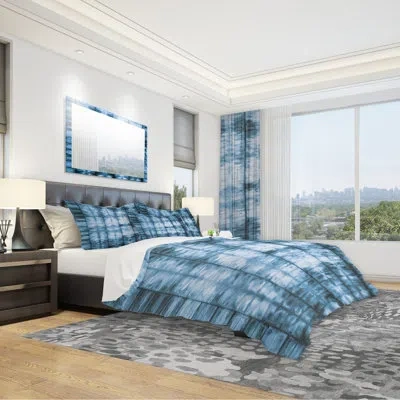 Design Art Watercolor Geometrical Iv Duvet Cover Set In Blue