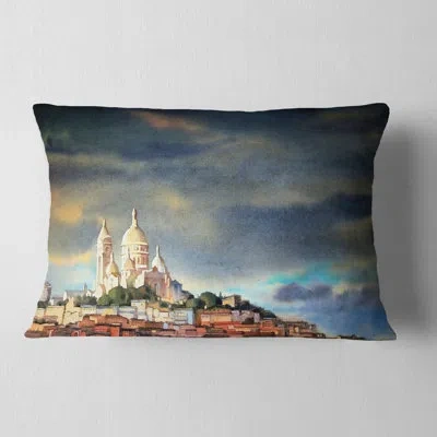 Design Art Watercolor Painting Montmartre Skyline Lumbar Pillow