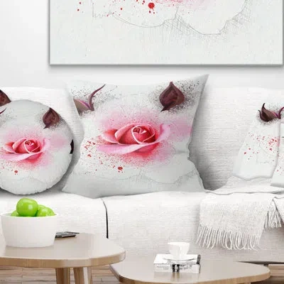 Design Art Watercolor Rose With Brown Buds - Floral Printed Pillow