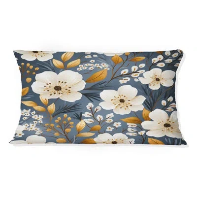 Design Art Watercolor Whimsy White Serenaded Gardens I - Floral Printed Pillow In Blue;white