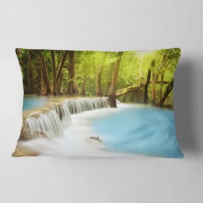Design Art Waterfall Of Huai Mae Kamin - Landscape Printed Pillow