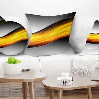 Design Art Wave Of Golden Lava - Abstract Printed Pillow