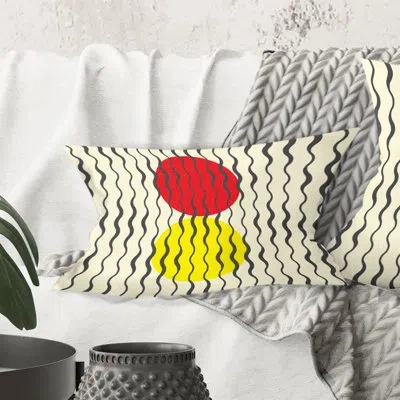 Design Art Wave Pattern - Mid-century Modernprinted Throw Pillow