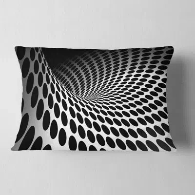 Design Art Waves And Circles Black & White - Abstract Printed Throw Pillow