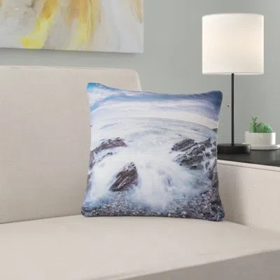 Design Art Waves Crashing At Beach - Sea & Shore Printed Pillow In White