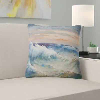 Design Art Waves During Storm - Sea & Shore Printed Pillow