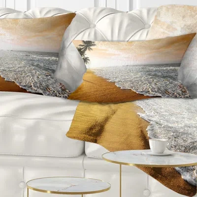 Design Art Wavy Clouds Over Seashore - Sea & Shore Printed Throw Pillow