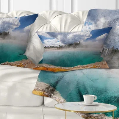 Design Art West Thumb Geyser Basin In Yellowstone Lumbar Pillow