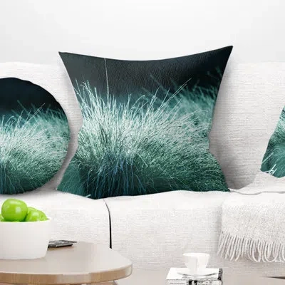Design Art Wet Green Grass In Downpour - Landscape Printed Pillow