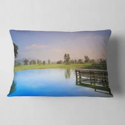Design Art Wetland Of Nam Sang Wai Blue - Sea & Shore Printed Throw Pillow
