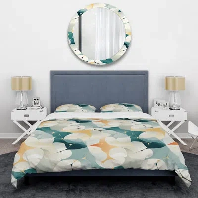 Design Art Whispering Abstraction I - Abstract Duvet Cover Set - Microfiber Polyester In Blue;white